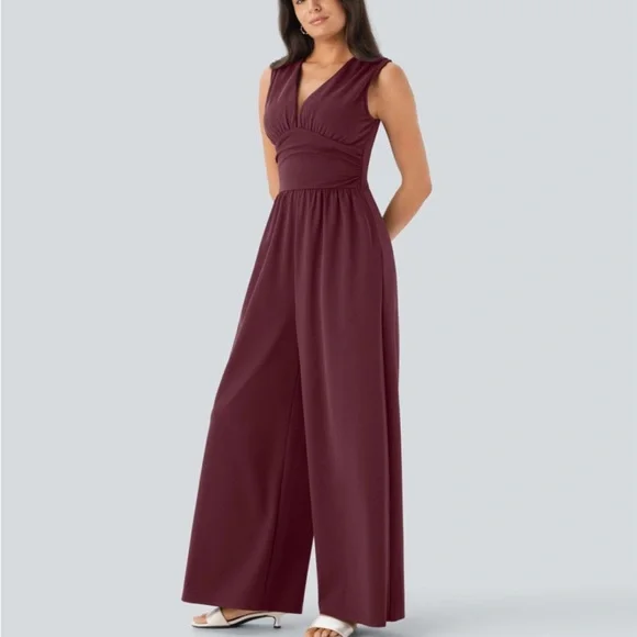 HALARA Burgundy Sleeveless Jumpsuit - Picture 4 of 11